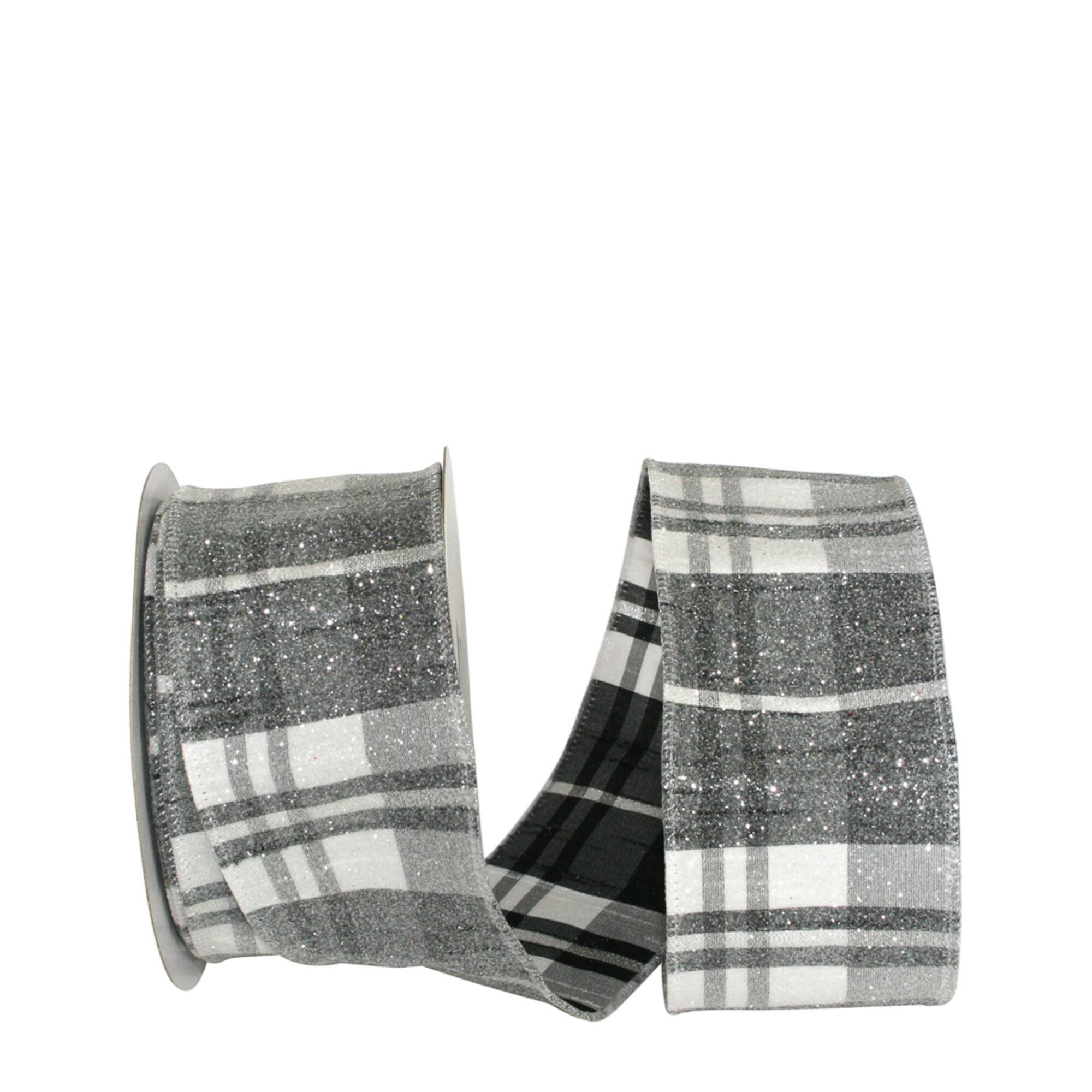 JAM Paper 2.5" x 10yd. Frosted Wired Grand Plaid Ribbon